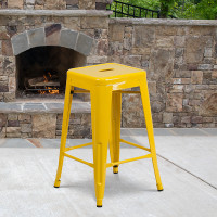 Flash Furniture CH-31320-24-YL-GG Backless Metal Barstool in Yellow